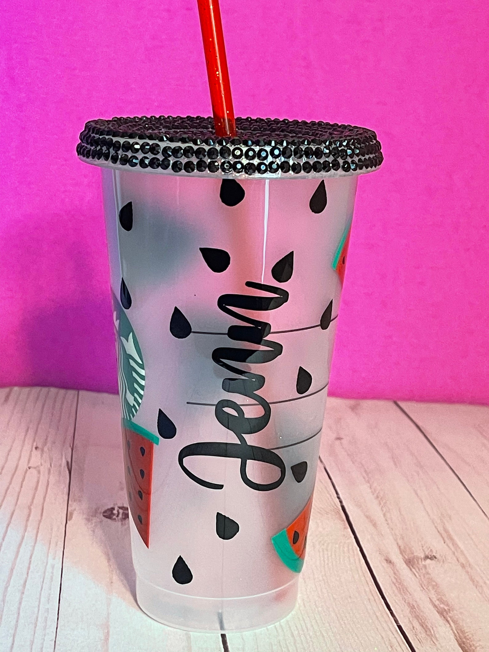 Custom Watermelon Starbucks Tumbler Reusable 24 Oz Venti Cold Etsy