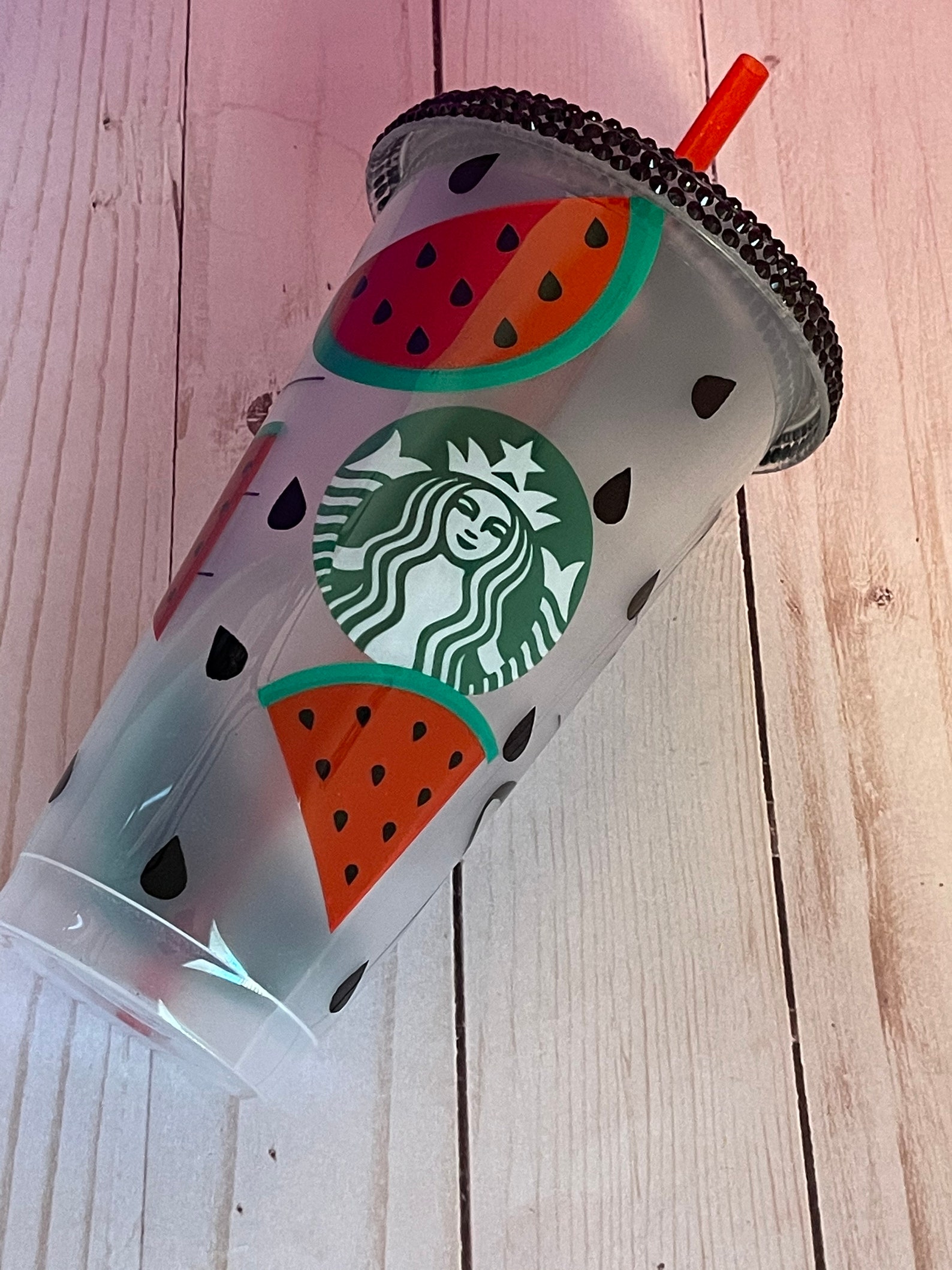 Custom Watermelon Starbucks Tumbler Reusable 24 Oz Venti Cold Etsy