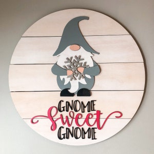 Interchangeable Gnome Sweet Gnome Sign- 18&quot; Basic Shiplap