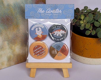 4x Avatar The Last Airbender Buttons/Button Pack