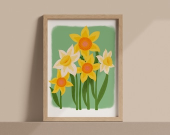 Daffodil March Birth Month Flower Art Print A4