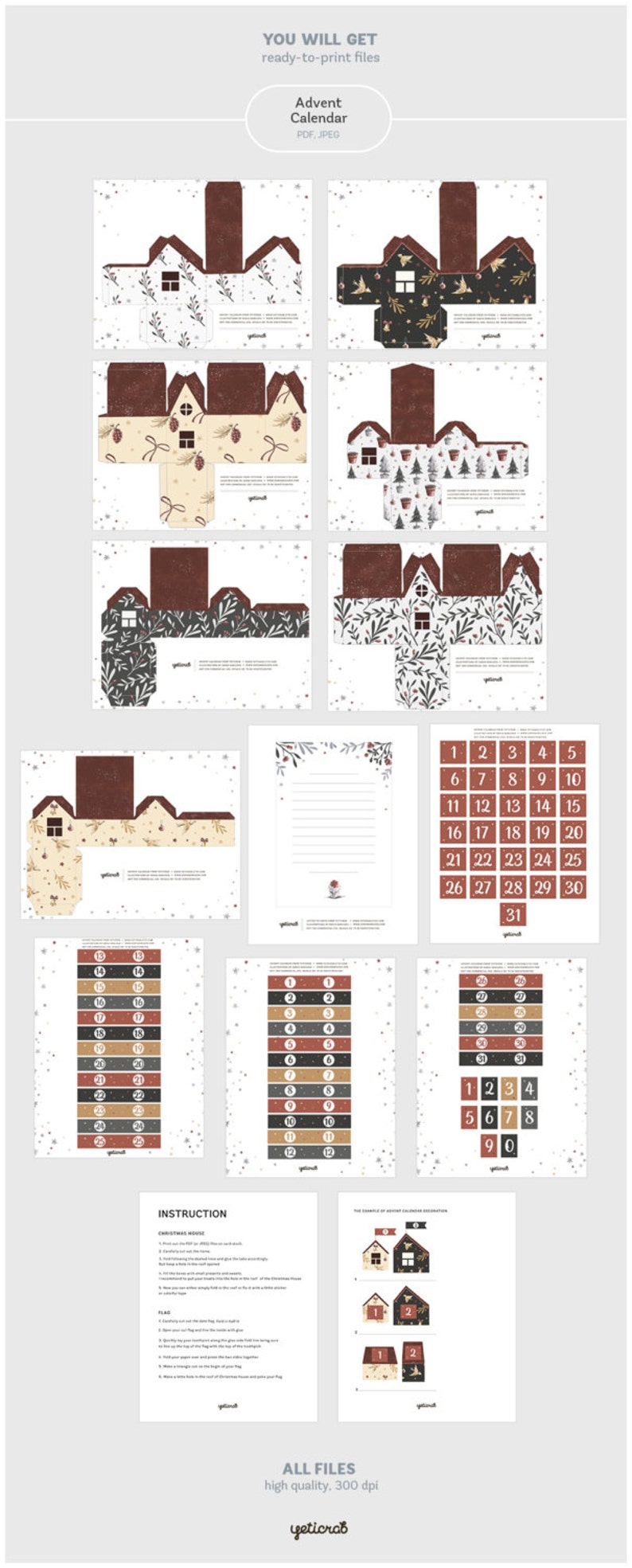 Printable Advent Calendar  Christmas Little Houses   image 4