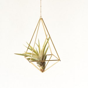 Hanging Air plant geometric holder, mobile Himmeli Octahedron No. 02, gold plant hanger, air plant geometric planter, airplant display