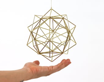 Himmeli Ikosaederstern Heilige Geometrie, platonic solids, Messing Mobile