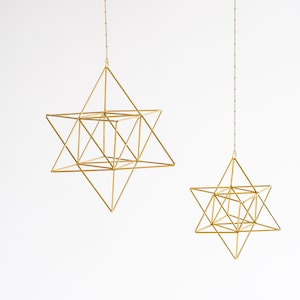 Merkaba, Himmeli Star Tetrahedron, sacred geometry, platonic solids, 3D David star, brass Mobile, hanging geometric decor, unique gifts 画像 9