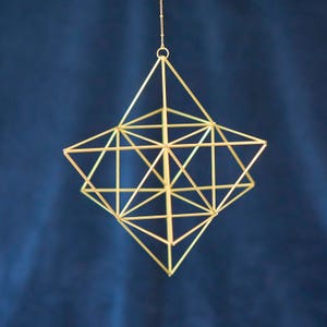 Merkaba, Himmeli Star Tetrahedron, sacred geometry, platonic solids, 3D David star, brass Mobile, hanging geometric decor, unique gifts 画像 2