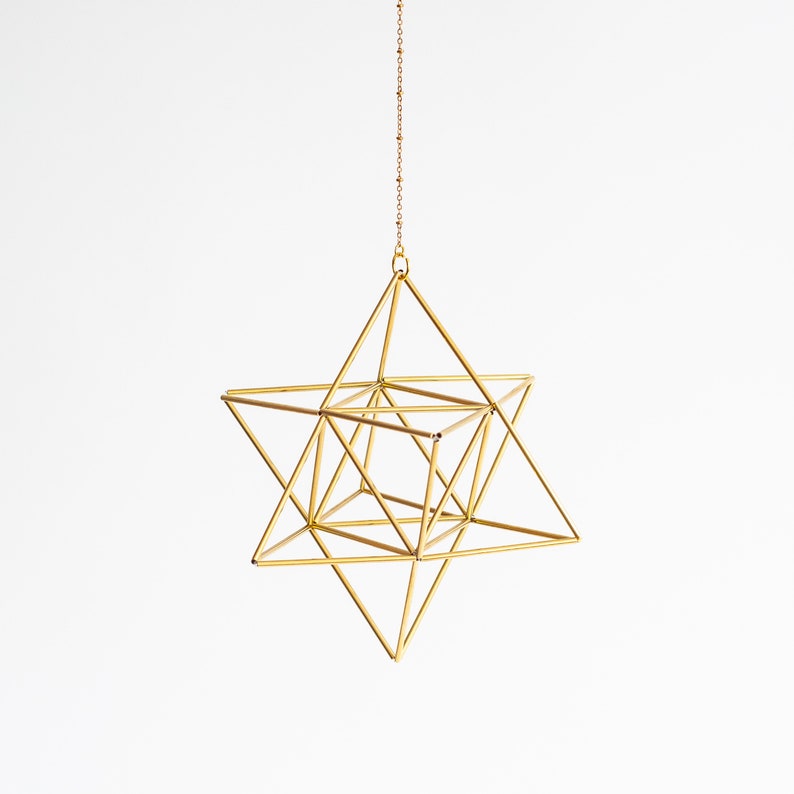 Merkaba, Himmeli Star Tetrahedron, geometría sagrada, sólidos platónicos, estrella de David 3D, móvil de latón, decoración geométrica colgante, regalos únicos imagen 8