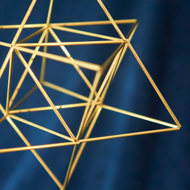 Merkaba, Himmeli Star Tetrahedron, sacred geometry, platonic solids, 3D David star, brass Mobile, hanging geometric decor, unique gifts 画像 7