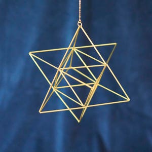 Merkaba, Himmeli Star Tetrahedron, sacred geometry, platonic solids, 3D David star, brass Mobile, hanging geometric decor, unique gifts 画像 3