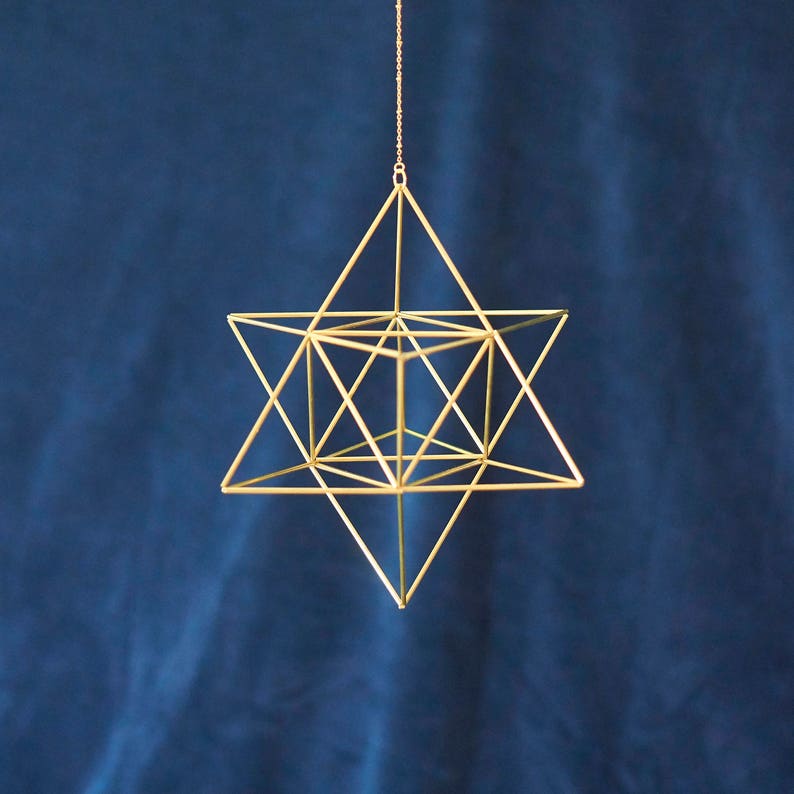 Merkaba, Himmeli Star Tetrahedron, sacred geometry, platonic solids, 3D David star, brass Mobile, hanging geometric decor, unique gifts 画像 4