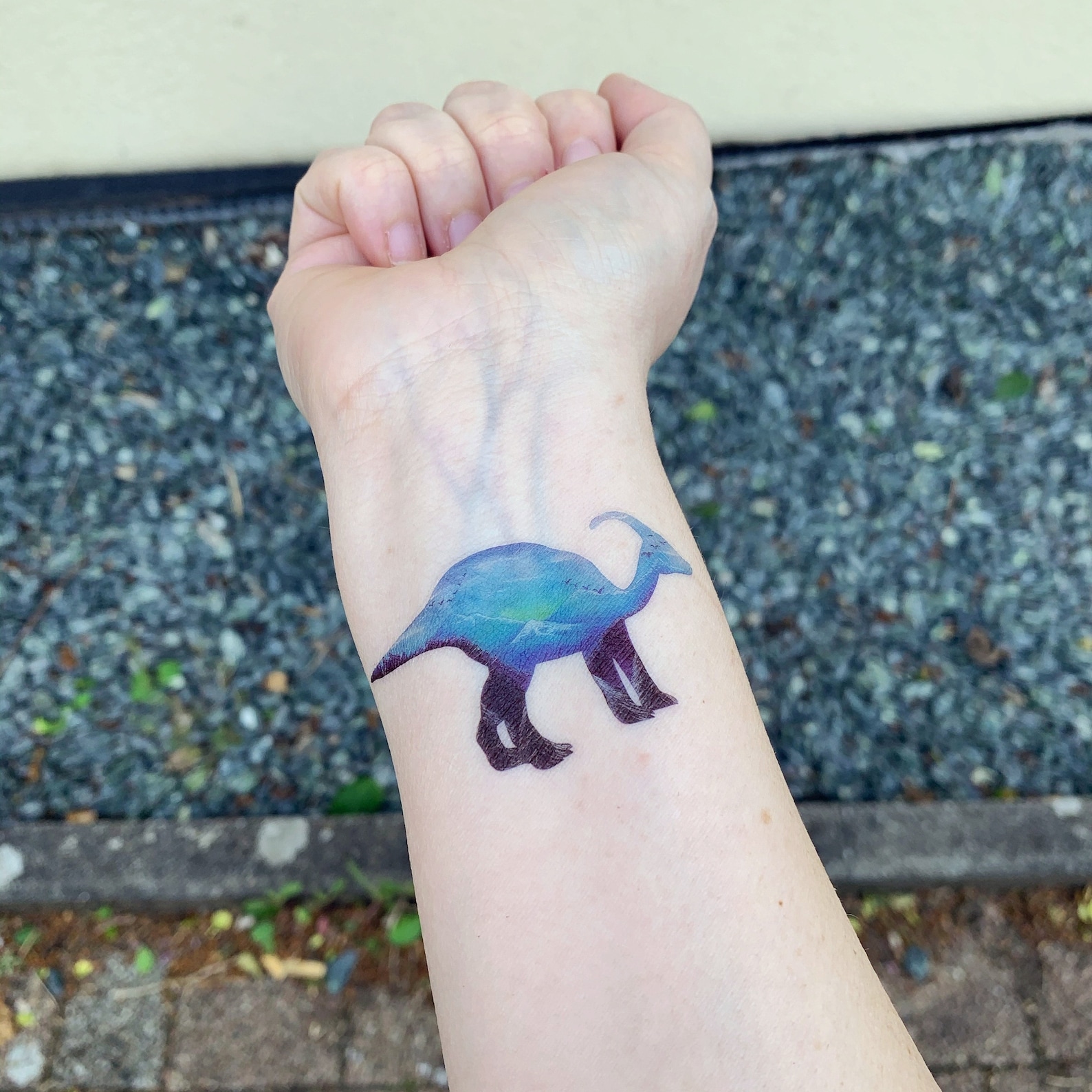 Tattoo Dinosaur Parasaurolophus watercolor 26 x 14 inches Etsy