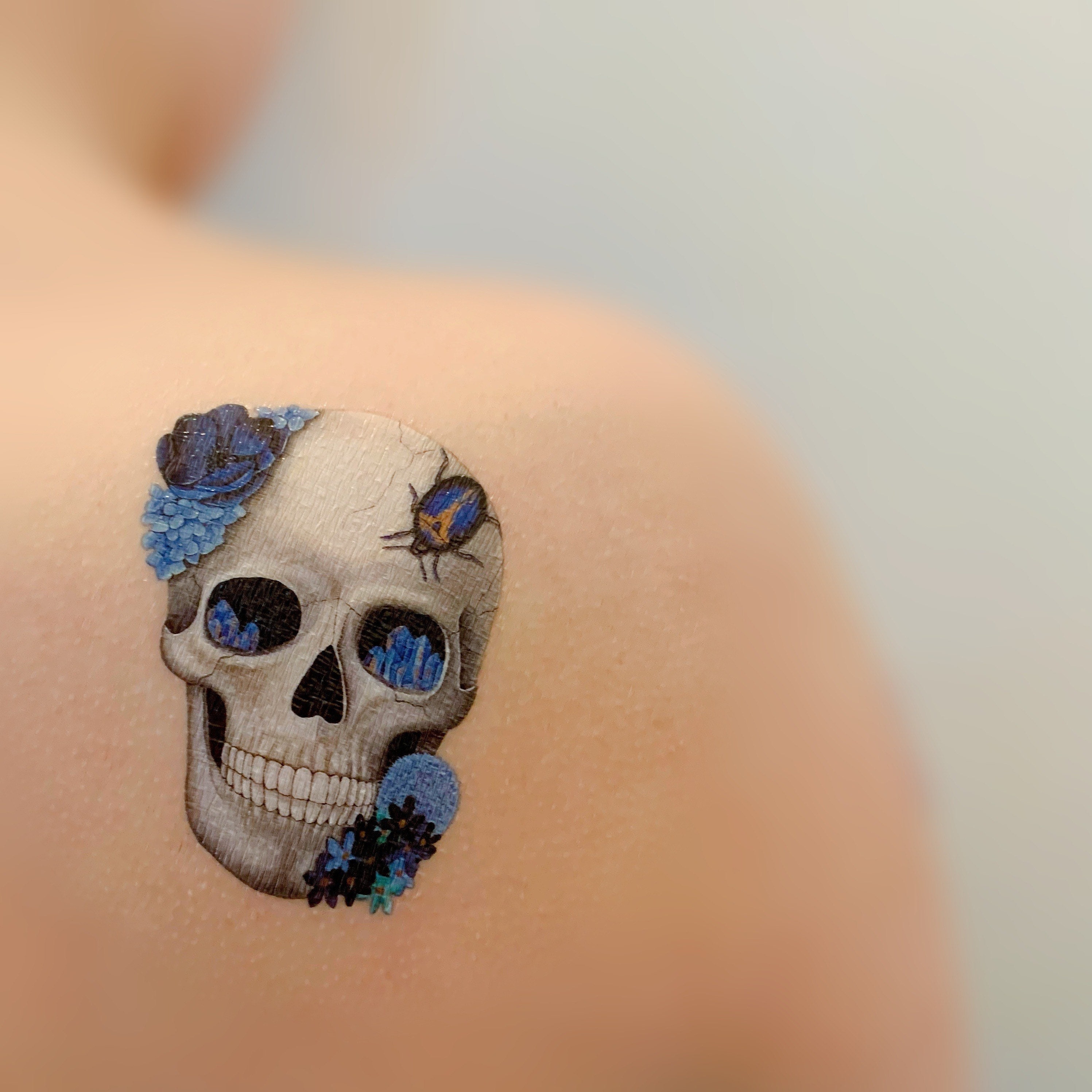 Tatuaje temporal de la cabeza de la muerte Santa muerte 2 - Etsy México