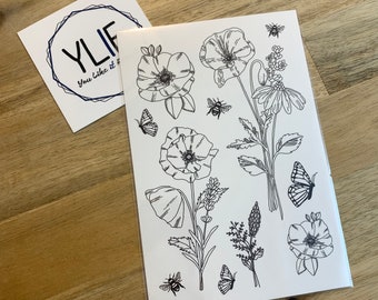 Temporary tattoos wildflowers / 15x10cm / 11 tattoos / boho tattoo / floral tattoo / festival tattoo / botanique tattoo