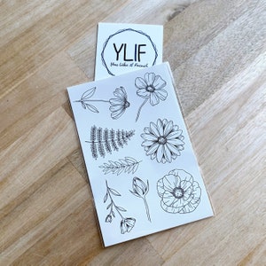 Temporäre Tattoos Blumen / 15x10cm / 8 Tattoos / Blumen Tattoo / schwarz weiss Tattoo / Rose / Windröschen / Festival Tattoo