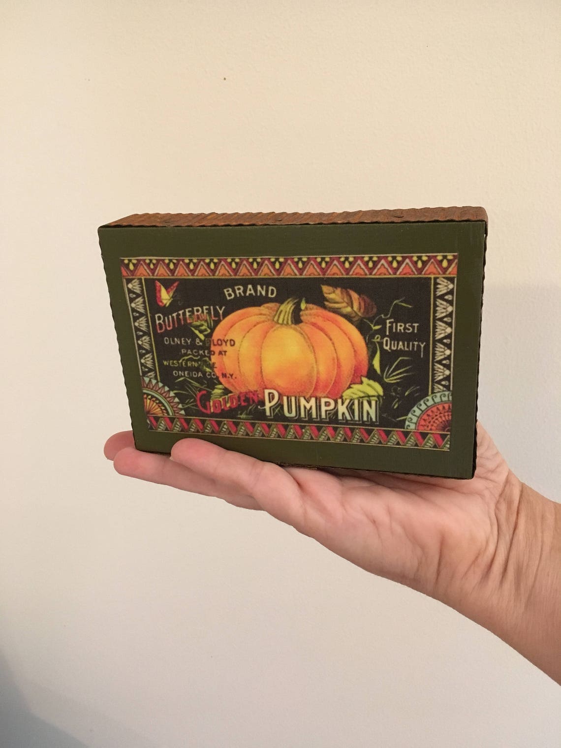 Primitive Wood Block With Seasonal Fall Prints on Both Sides Etsy