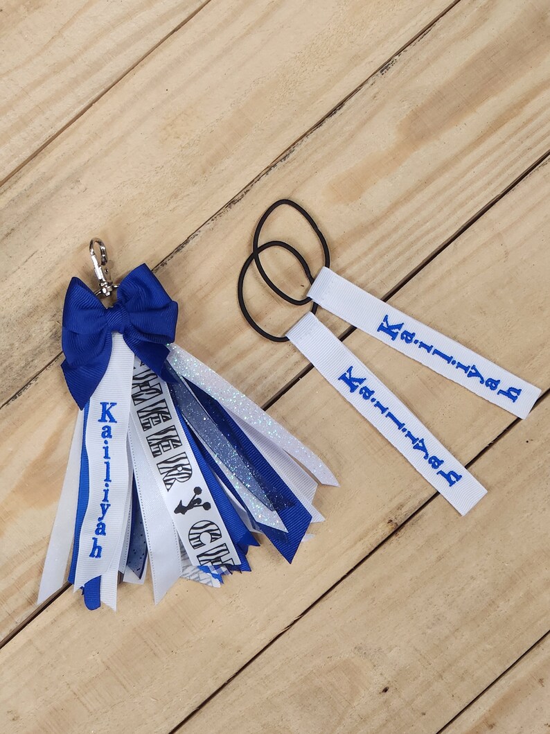 Cheer Ribbon Zipper Pull Charm With Pom Pom Tag Embroidered Etsy