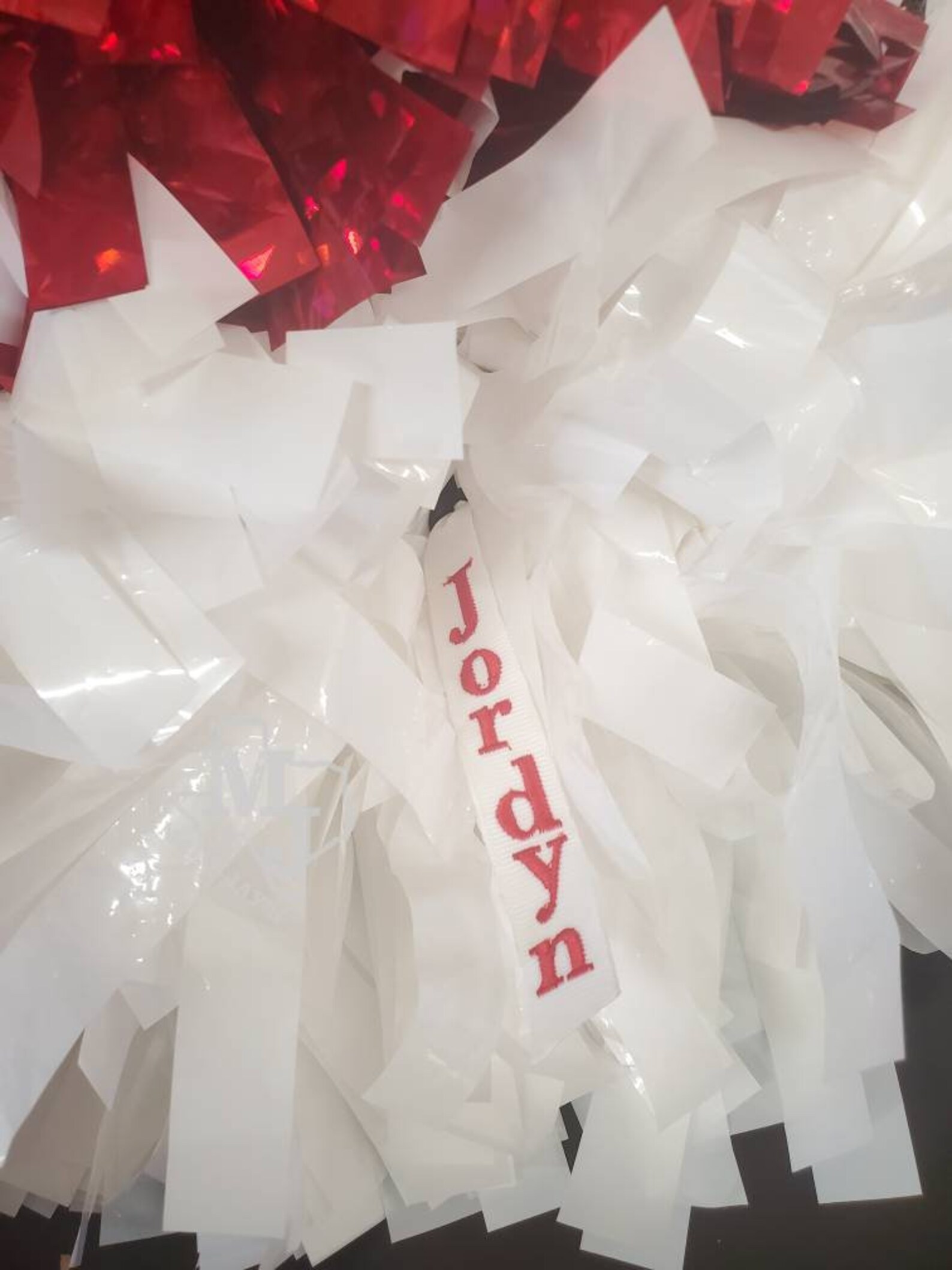 Cheer Pom Pom Name Tag Embroidered Ribbon Tag Pompom Name Etsy