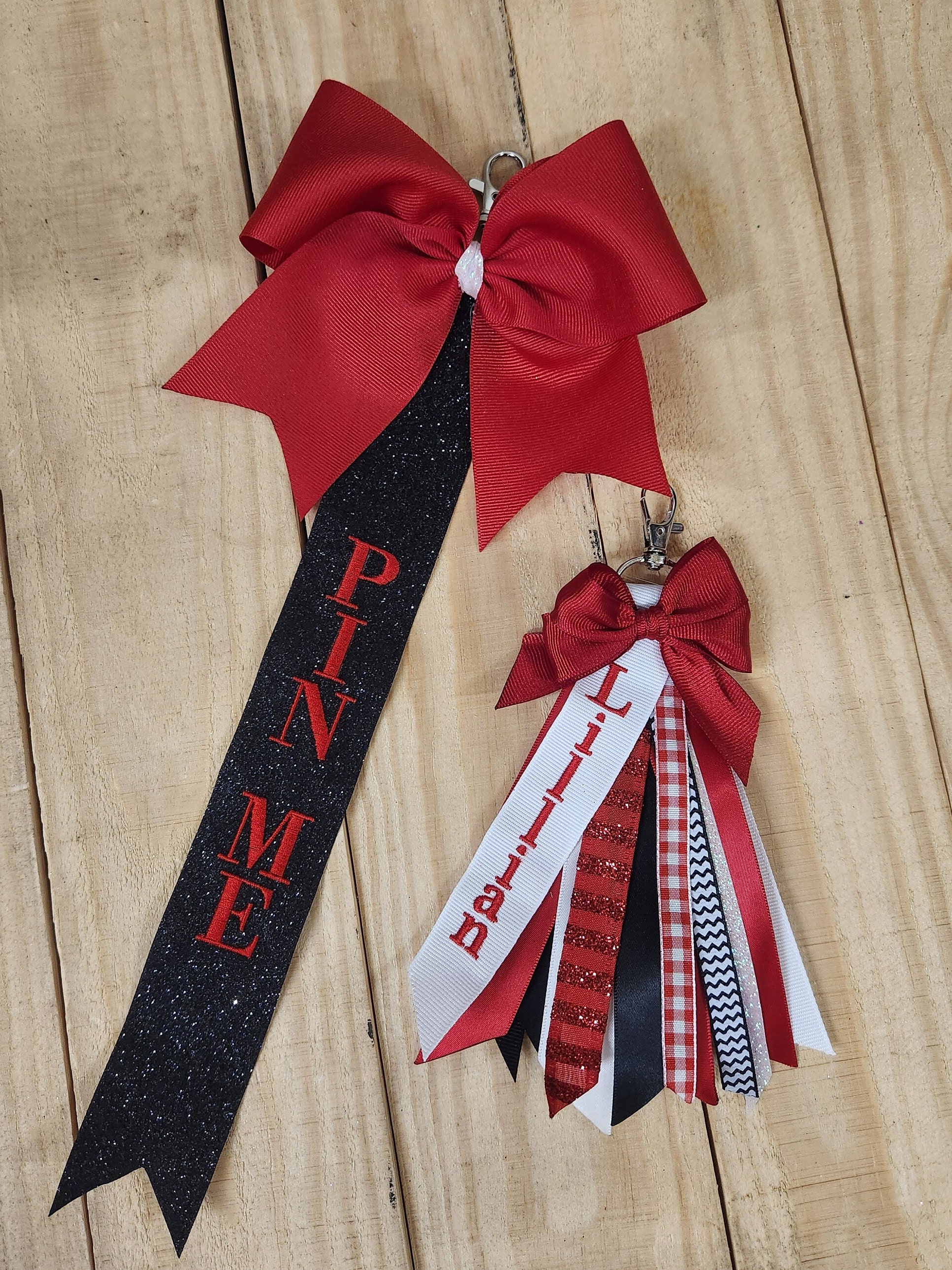 1 Pin Me Ribbon Competition Cheer Pin Me Glitter Pin Me Ribbon Name Will Be  in a Handwritten Script Font 