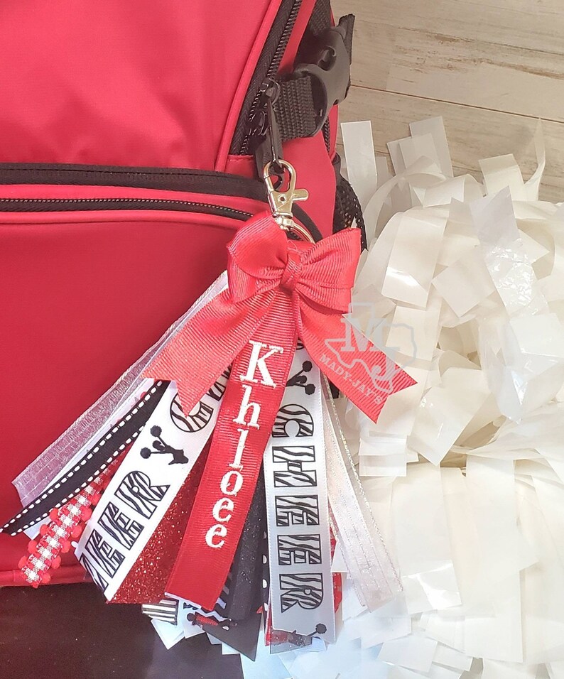 Cheer Ribbon Zipper Pull Name Tags Cheer Bag Tag Customized Etsy