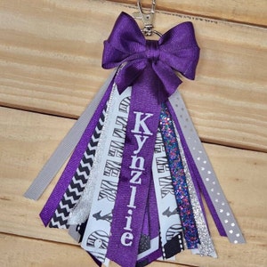 Cheer Ribbon Zipper Pull Name Tags, Cheer Bag Tag Customized, Personalized Cheer Name Tag, Ribbon Zipper Pull, Embroidered Bookbag ID Tag