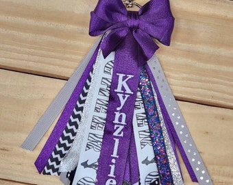 Cheer Ribbon Zipper Pull Name Tags, Cheer Bag Tag Customized, Personalized Cheer Name Tag, Ribbon Zipper Pull, Embroidered Bookbag ID Tag