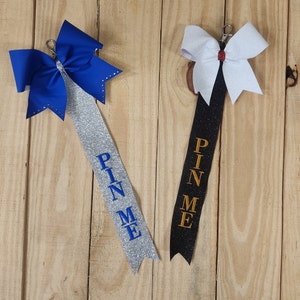 Cheer Pin Me Ribbon, Cheer Competition Pin Ribbon, Cheer Clothes Pin Holder, Pin Me Keychain, Cheer Gift Zipper Pull Embroidered Custom Clip