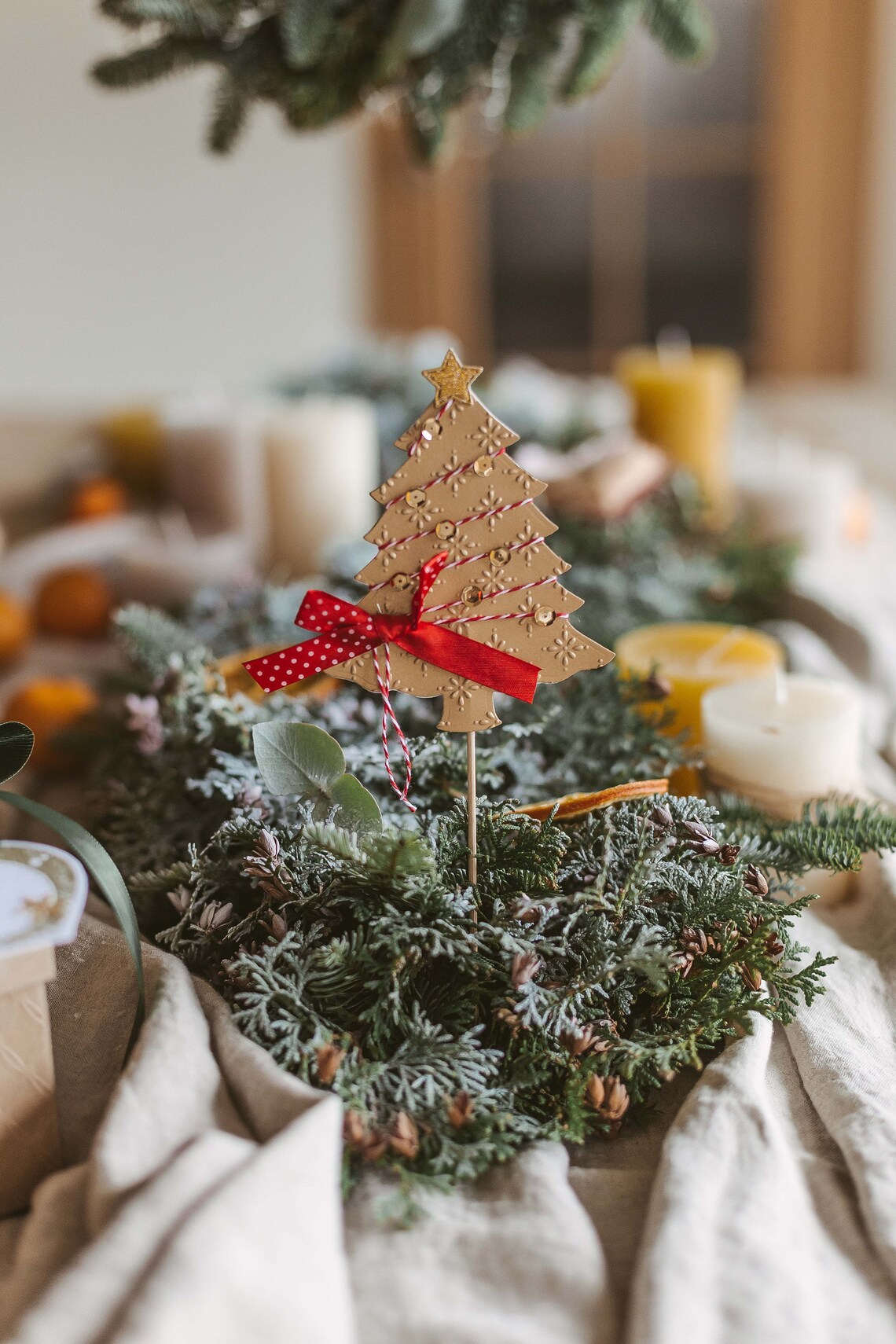 Gold Christmas table decorations Christmas Decor Double | Etsy