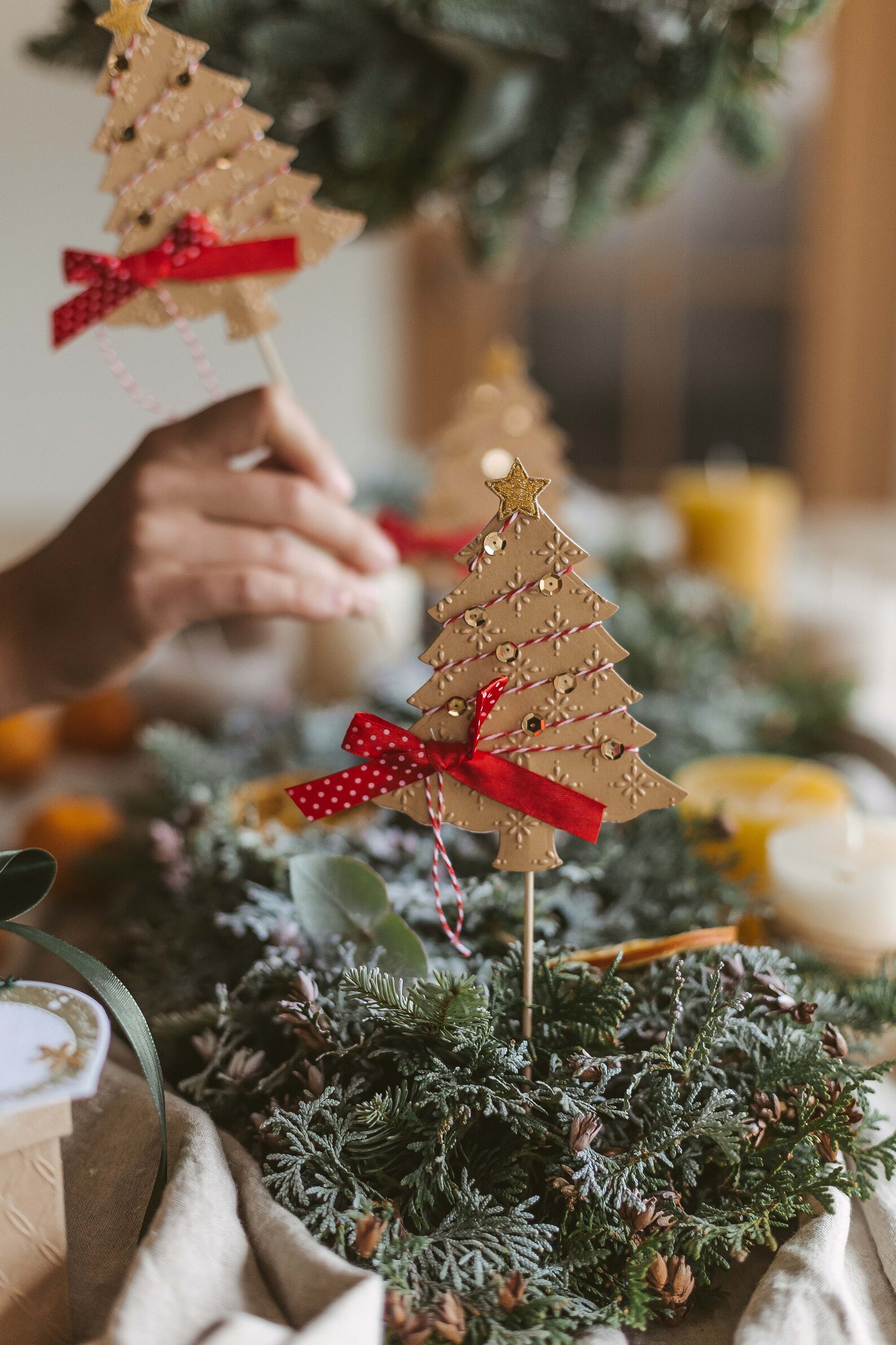 Gold Christmas table decorations Christmas Decor Double | Etsy