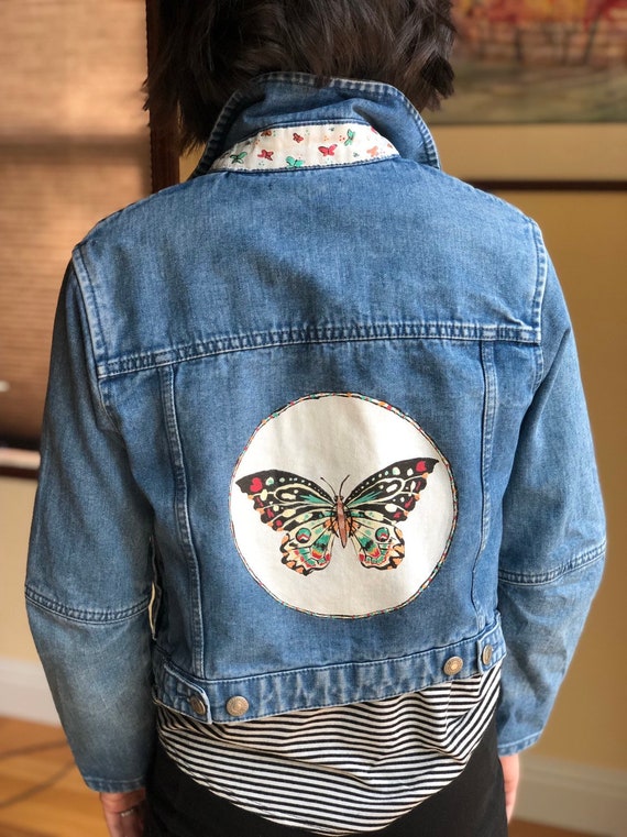 painted denim jacket etsy