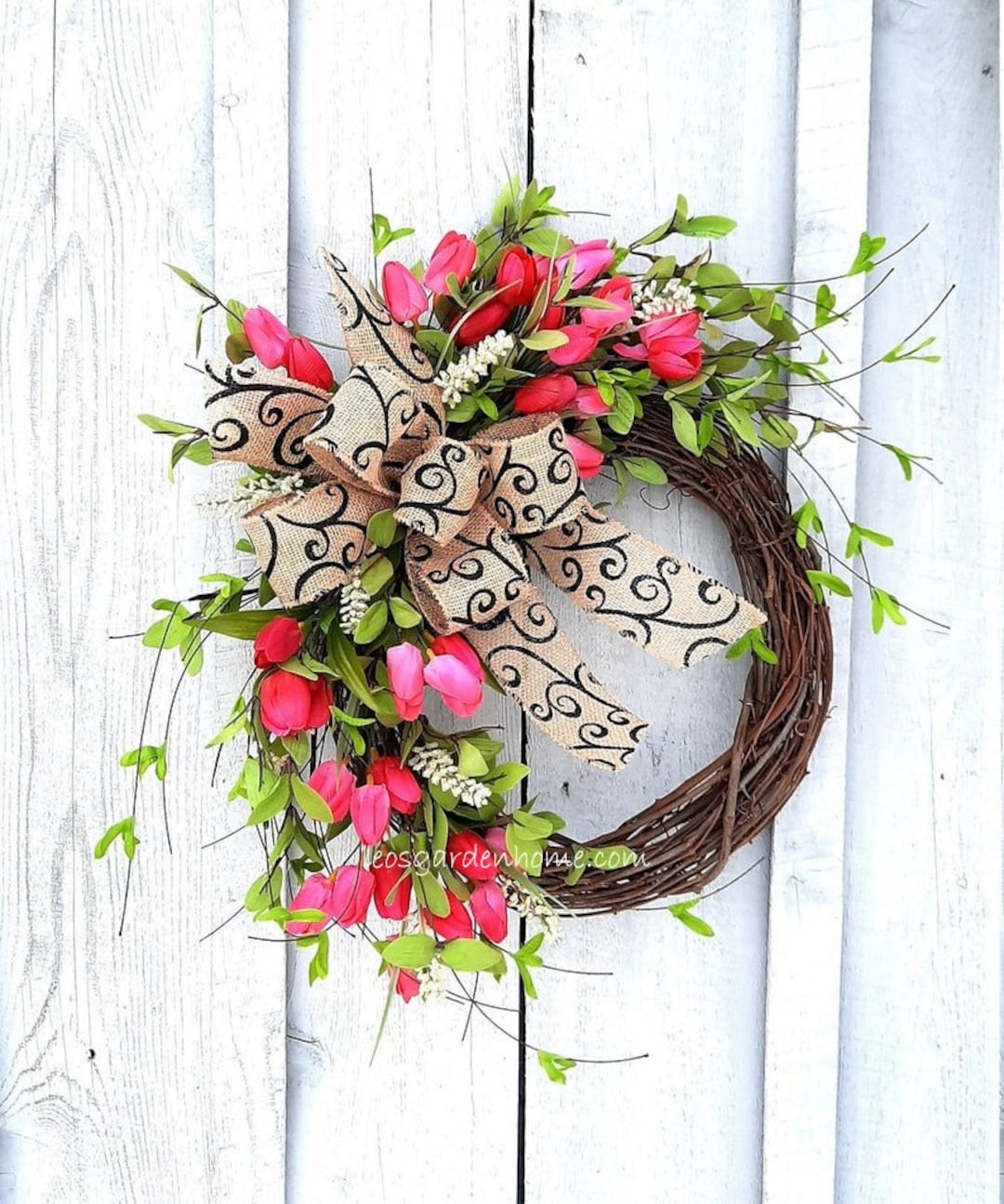 Spring Door Wreath Spring Tulip Wreath Tulip Door Wreath