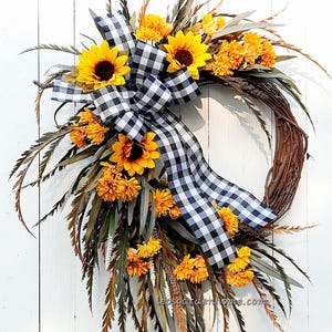 Fall Sunflower Wreath, Fall Wreath, Fall Wreath for Front Door, Fall, Sunflower Wreath, Wreaths for Fall, Autumn Wreaths,Thanksgiving Wreath