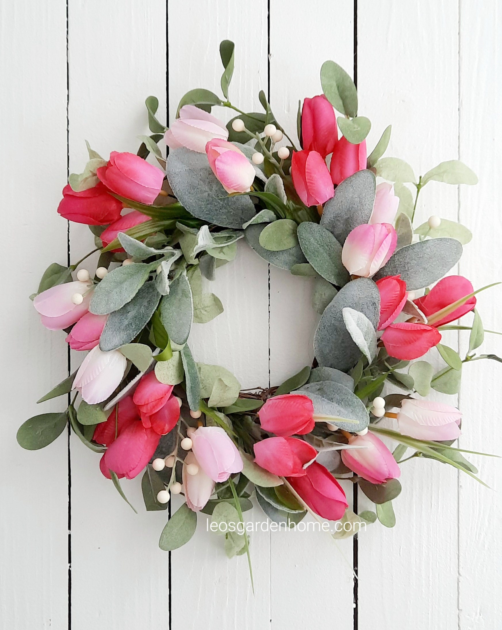 Pink Tulip Spring Door Wreath: Easter Decor (12" Diameter) - Etsy
