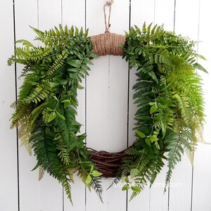 Fern Wreath: Neutral Farmhouse Door Decor, All Season