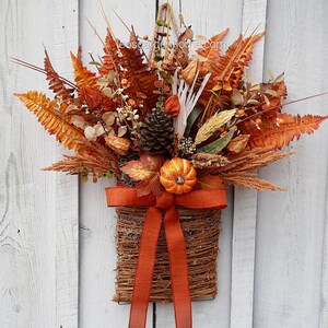 Fall Wreath, Fall Door Basket, Fall Swag, Pumpkin Fall Wreath, Thanksgiving Door Wreath, Autumn Wreath