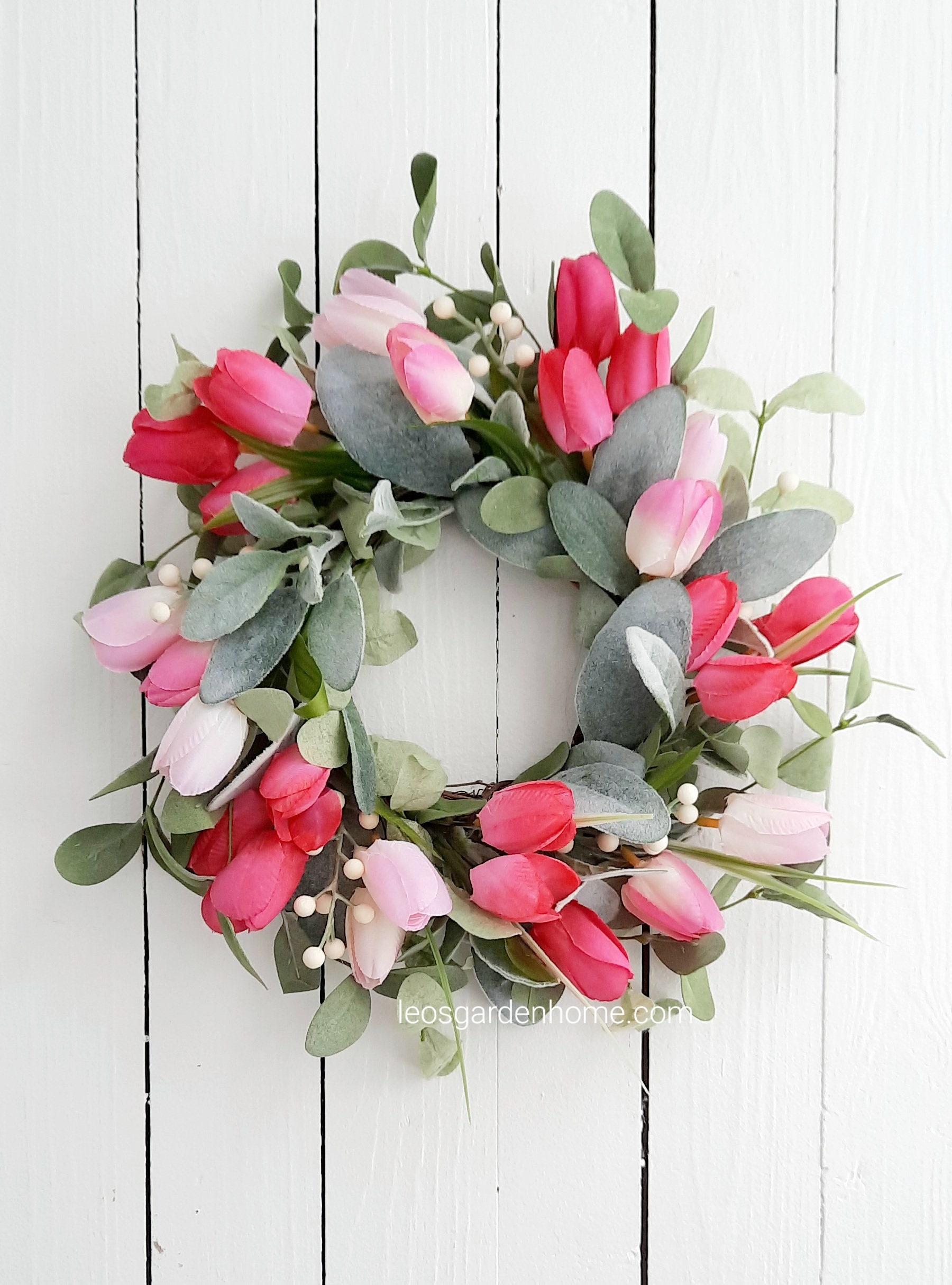Pink Tulip Spring Door Wreath: Easter Decor (12" Diameter) - Etsy