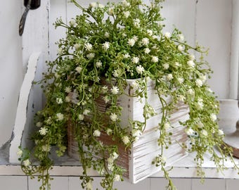 Everyday Faux Greenery Flower Herb Arrangement Centerpiece, Farmhouse Cottage Decor, Floral Decor