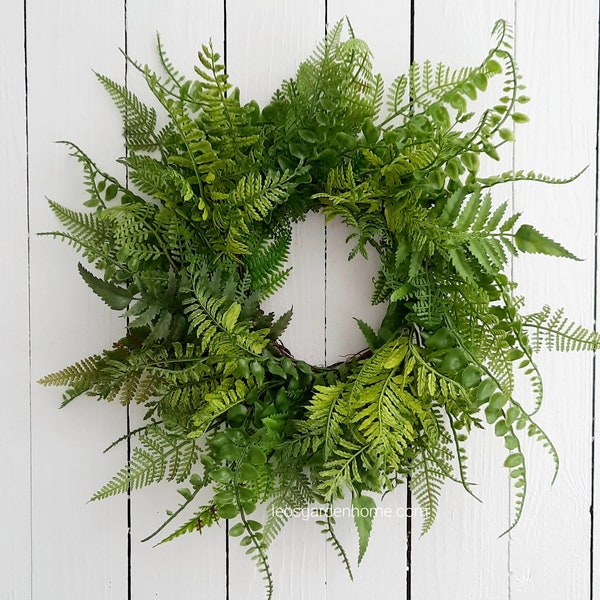 Spring Wreath, Everyday Door Wreath, Fern Wreath, Neutral Wreath, Farmhouse Wreath