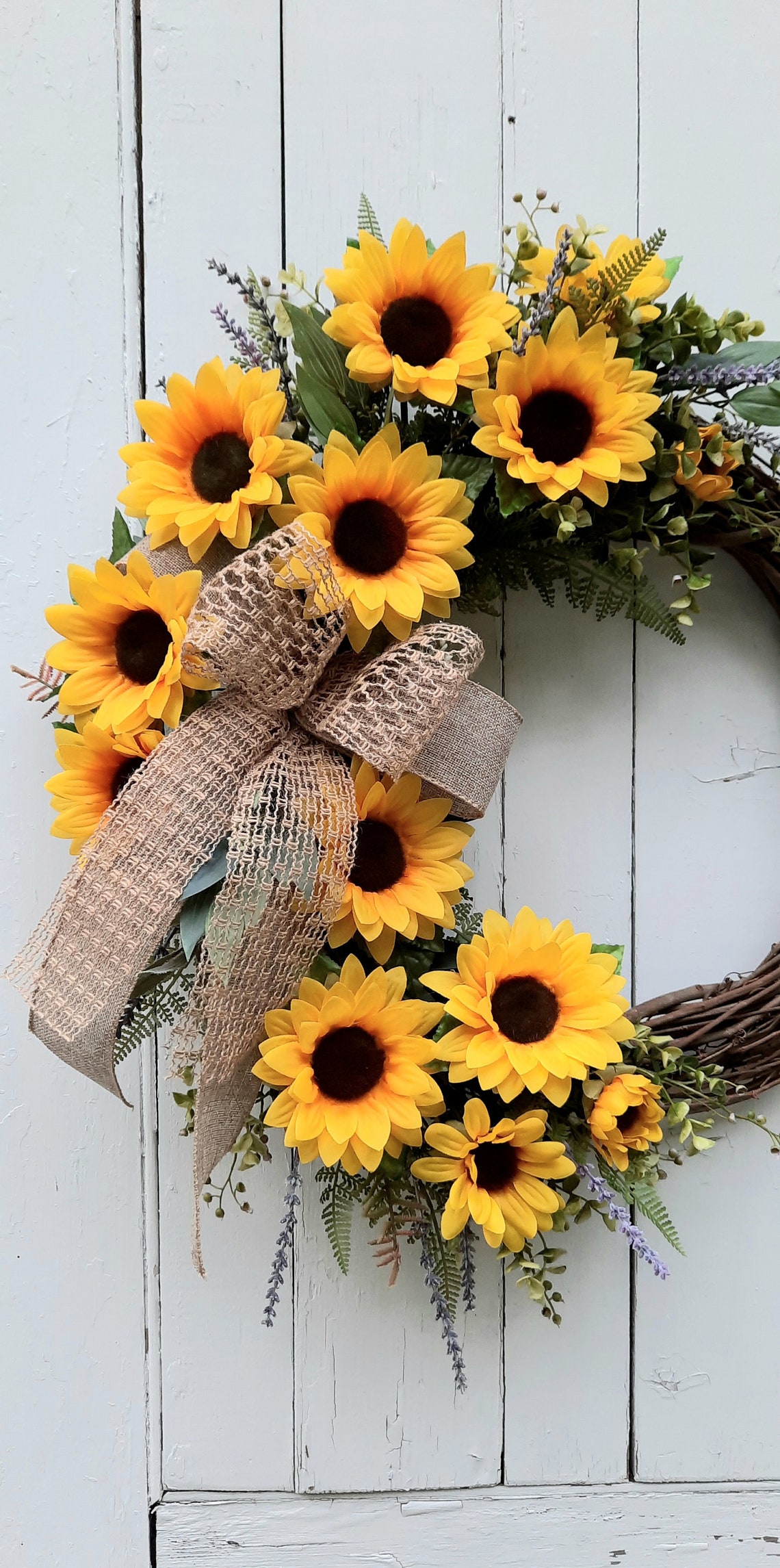 Sunflower Wreath Sunflower Wreath for front door Spring | Etsy