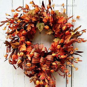 Fall Lantern Wreath: Faux Foliage Thanksgiving Door Decor