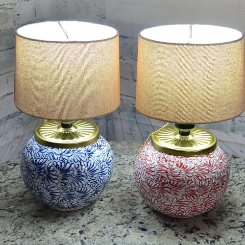 Beautiful Ceramic Table Lamp Mexican Decoration Pitcher Lamp Etsy