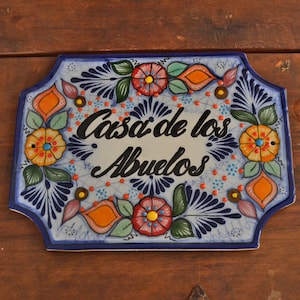 Upgrated shipping Personalized Talavera tile house Sign, Housewarming gift, personalized tile sign, Mexican decor, Talavera Poblana CM406