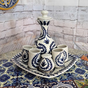Talavera tequila set, tequila decanter, custom shot glasses, decanter set, tequila gift, talavera vases, talavera wedding gift CM197
