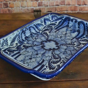 Authentic Talavera ceramic serving tray. Tray table. Bread tray. CM403