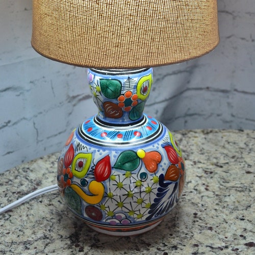 Beautiful Ceramic Table Lamp Mexican Decoration Pitcher Lamp Etsy