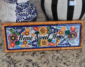 Personalized Talavera tile house Sign, Welcome sign, Housewarming gift, custom wooden sign, Personalized Wood Sign CM466