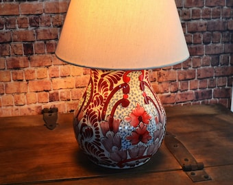 Ceramic table lamp, talavera table lamp, lamp with lamp shade. CM331