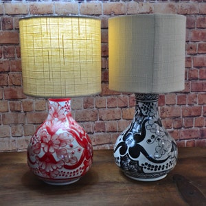 Set of 2 Beautiful ceramic table lamp, mexican decoration pitcher lamp, talavera vase lamp. CM453