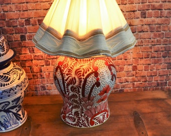 white lattice ginger jar lamps