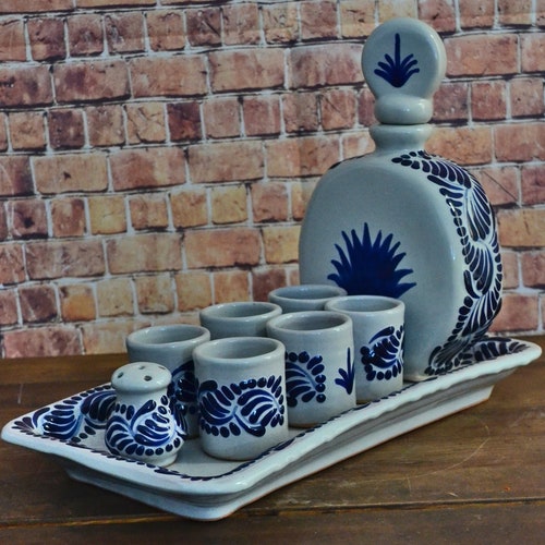 Tequila Agave Decanter Set With Shot Glasses Etsy