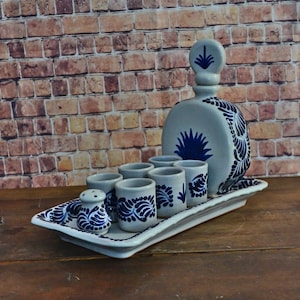 Talavera tequila set, tequila decanter, mezcal decanter custom shot glasses, decanter set, tequila gift, talavera vases, wedding gift  CM417